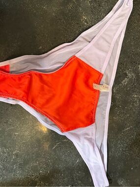 Women's High-Cut Bikini Brief - Orange and Light Pink